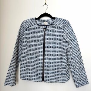 J. Crew Navy and White Heart Patterned Blazer